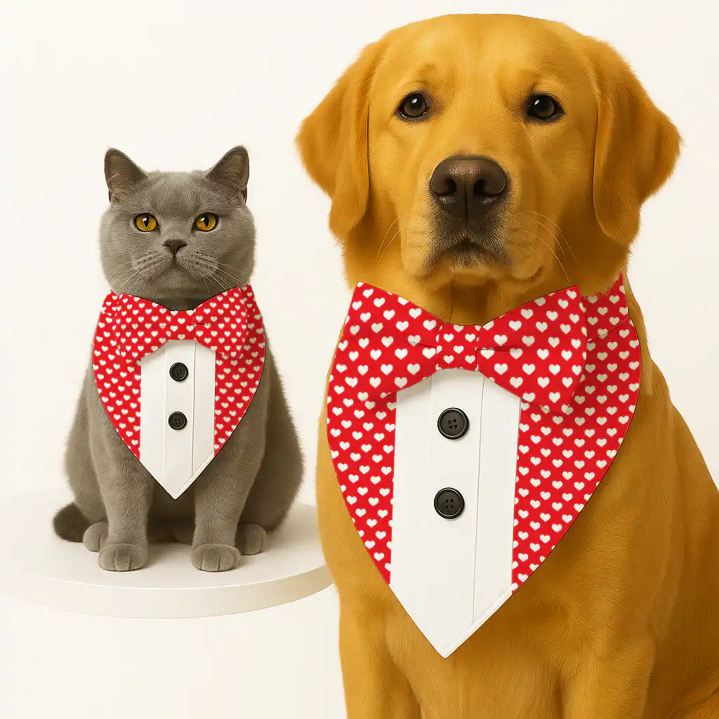 PawsIndia Valentines Edition Sweet Heart Printed Tuxedo for Pets