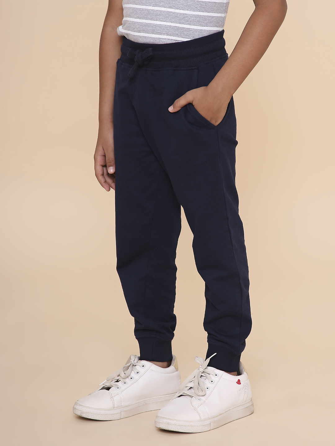 Boys Solid Sweatpant-Navy