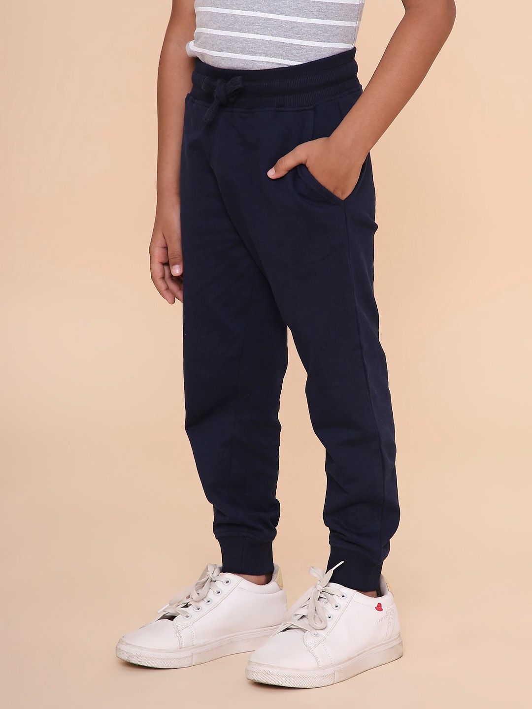 Boys Solid Sweatpant-Navy