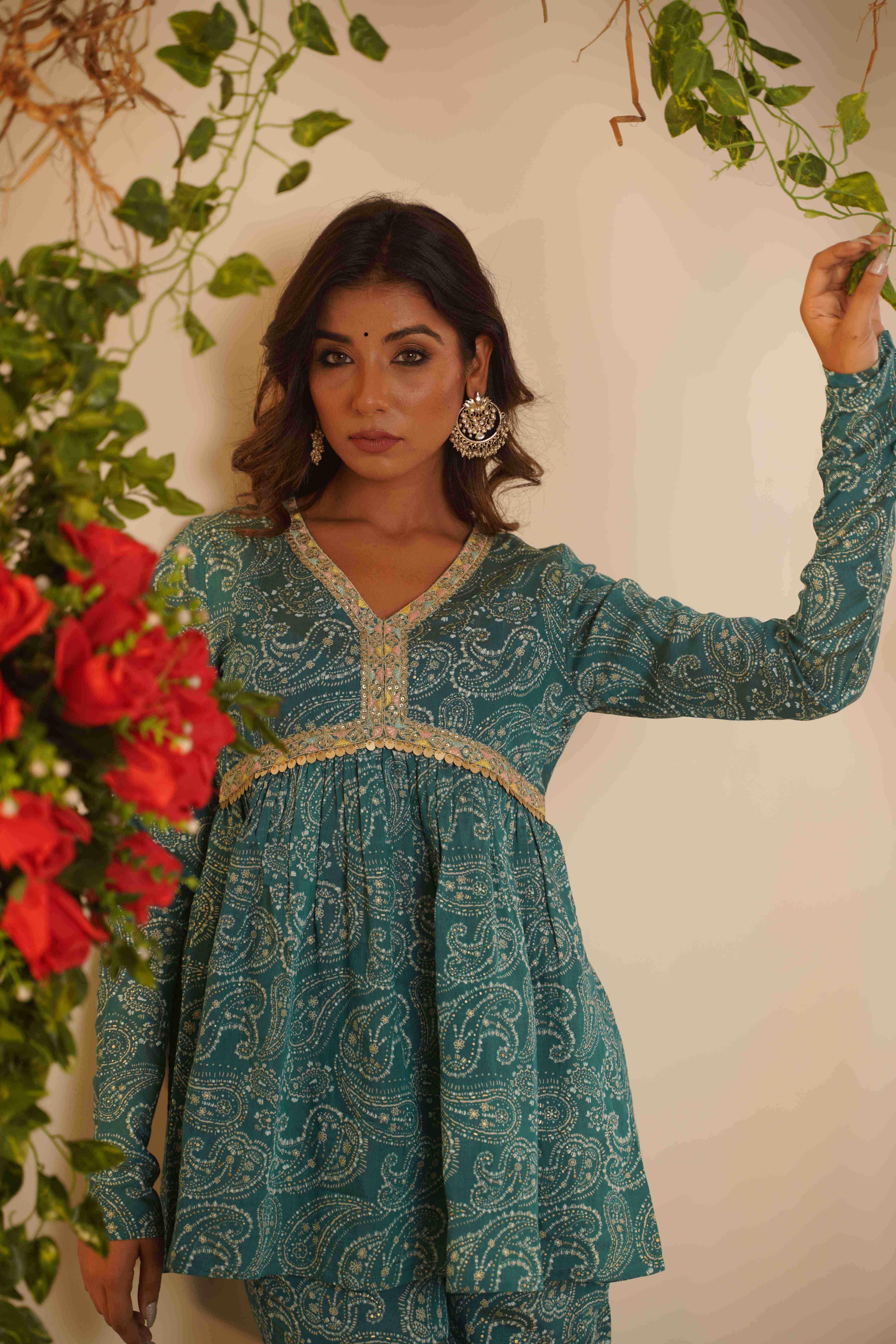 BLUE PAISLEY PRINTED CO-ORD SET
