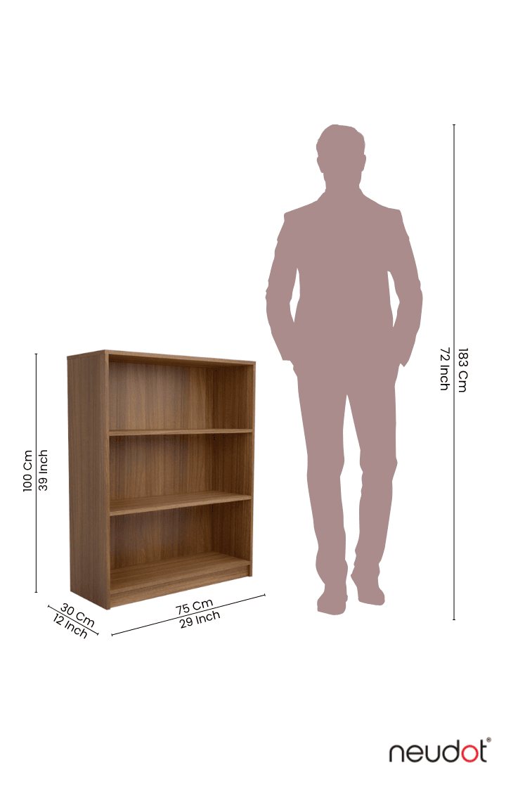 Whitman Open Bookshelf (3 Compartments)- Leon Teak Finish