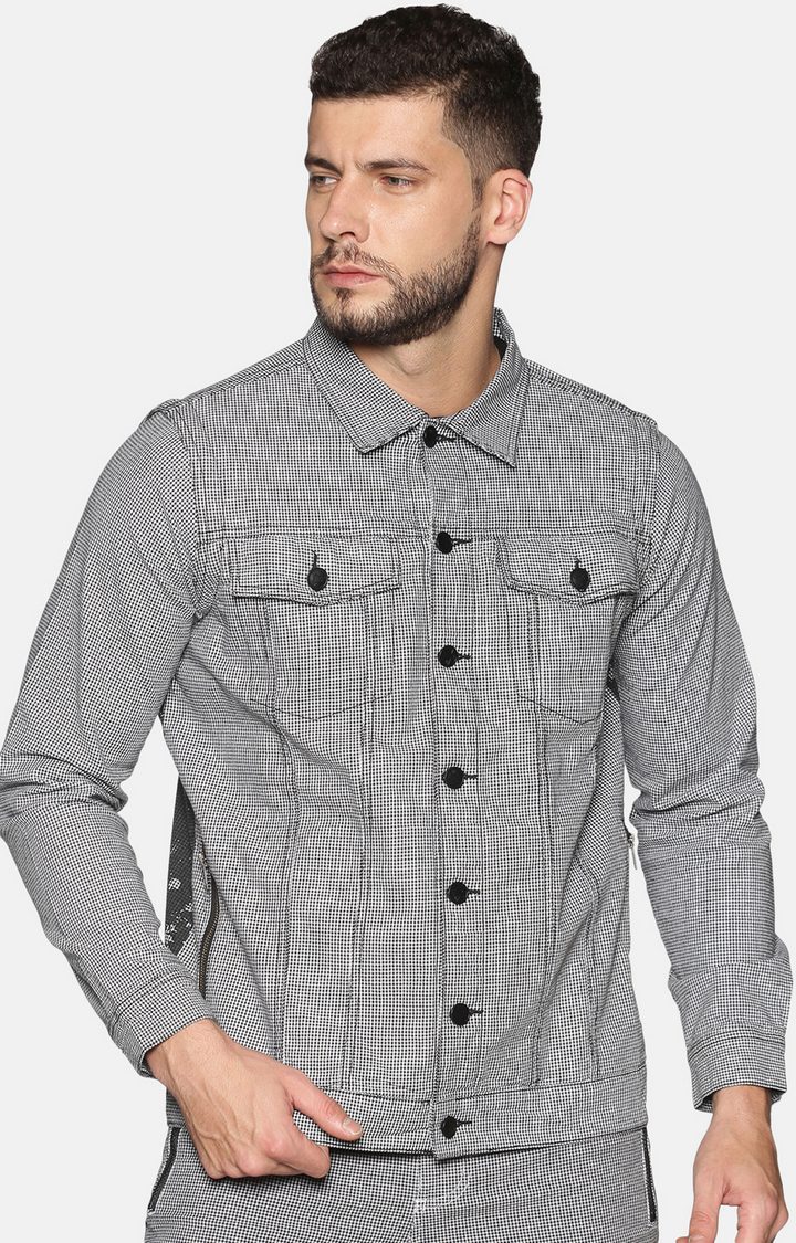 Grey Printed Denim Jackets