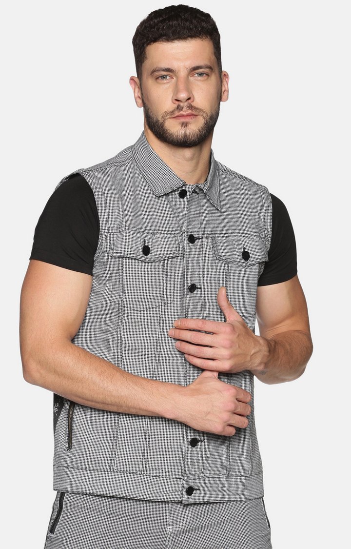 Grey Printed Denim Jackets