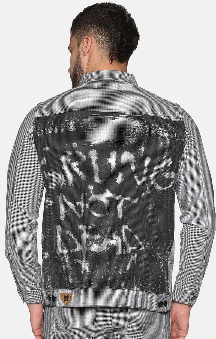Grey Printed Denim Jackets