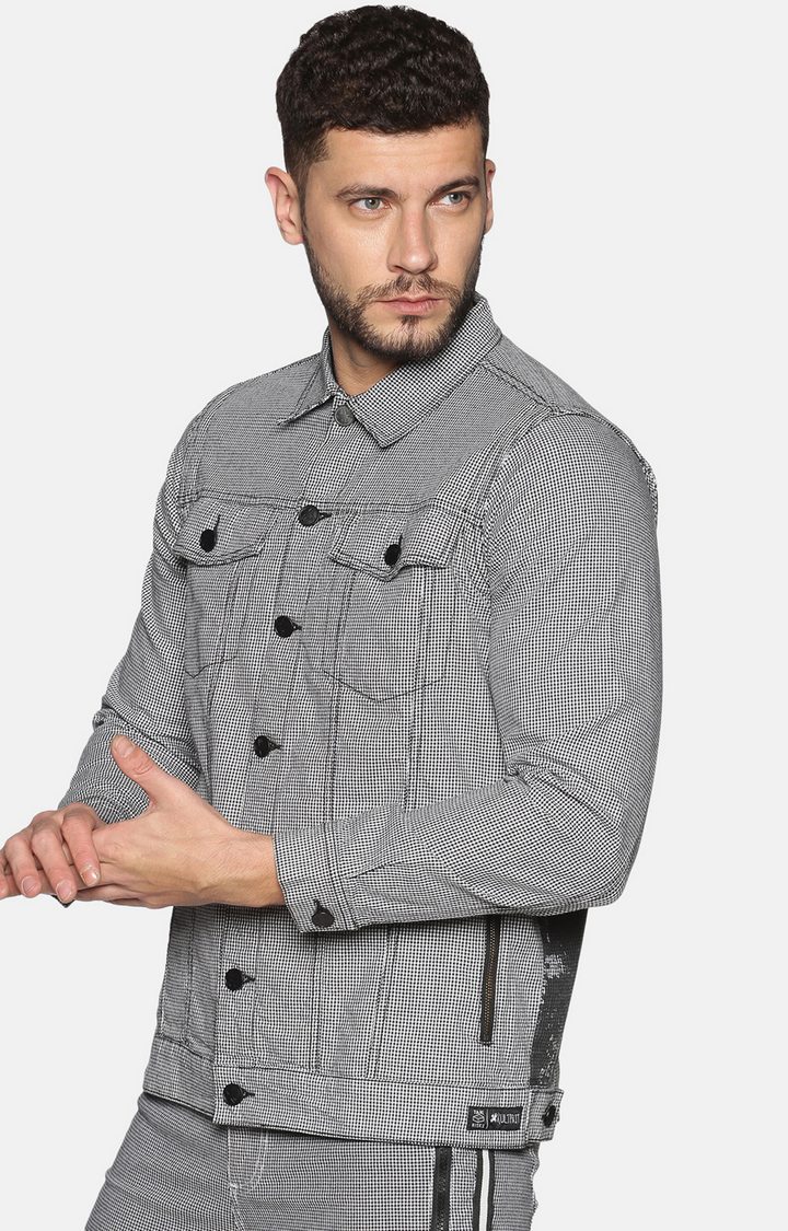 Grey Printed Denim Jackets