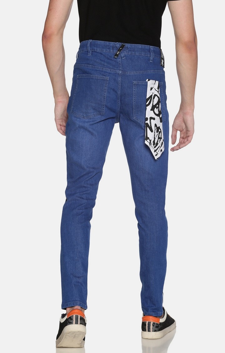 KULTPRIT | Kultprit Light Washed Skinny Fit Printed Jeans For Men 3