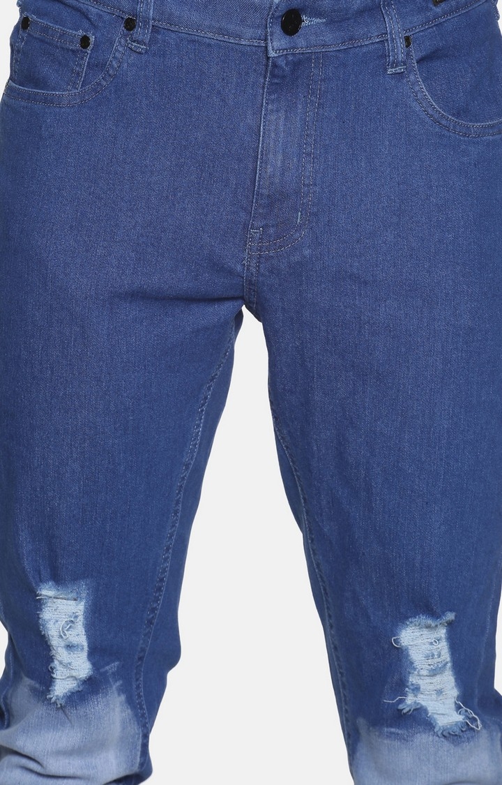 KULTPRIT | Kultprit Light Washed Skinny Fit Printed Jeans For Men 4