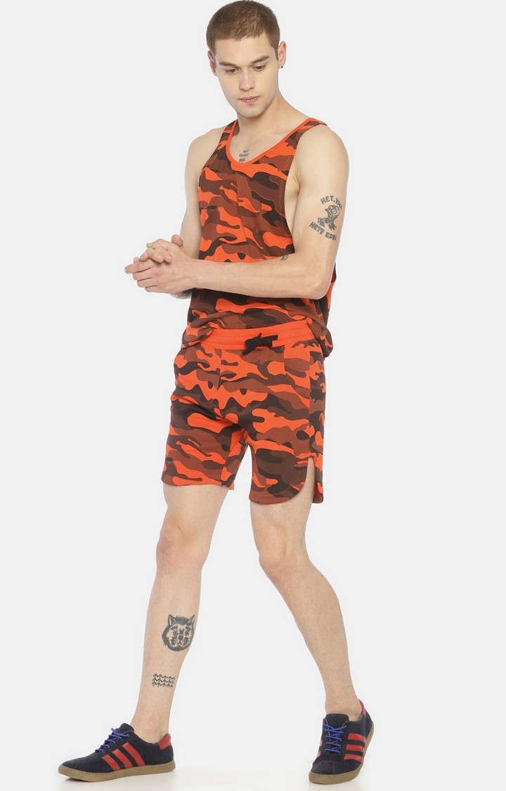 All-over Orange Camouflage Shorts