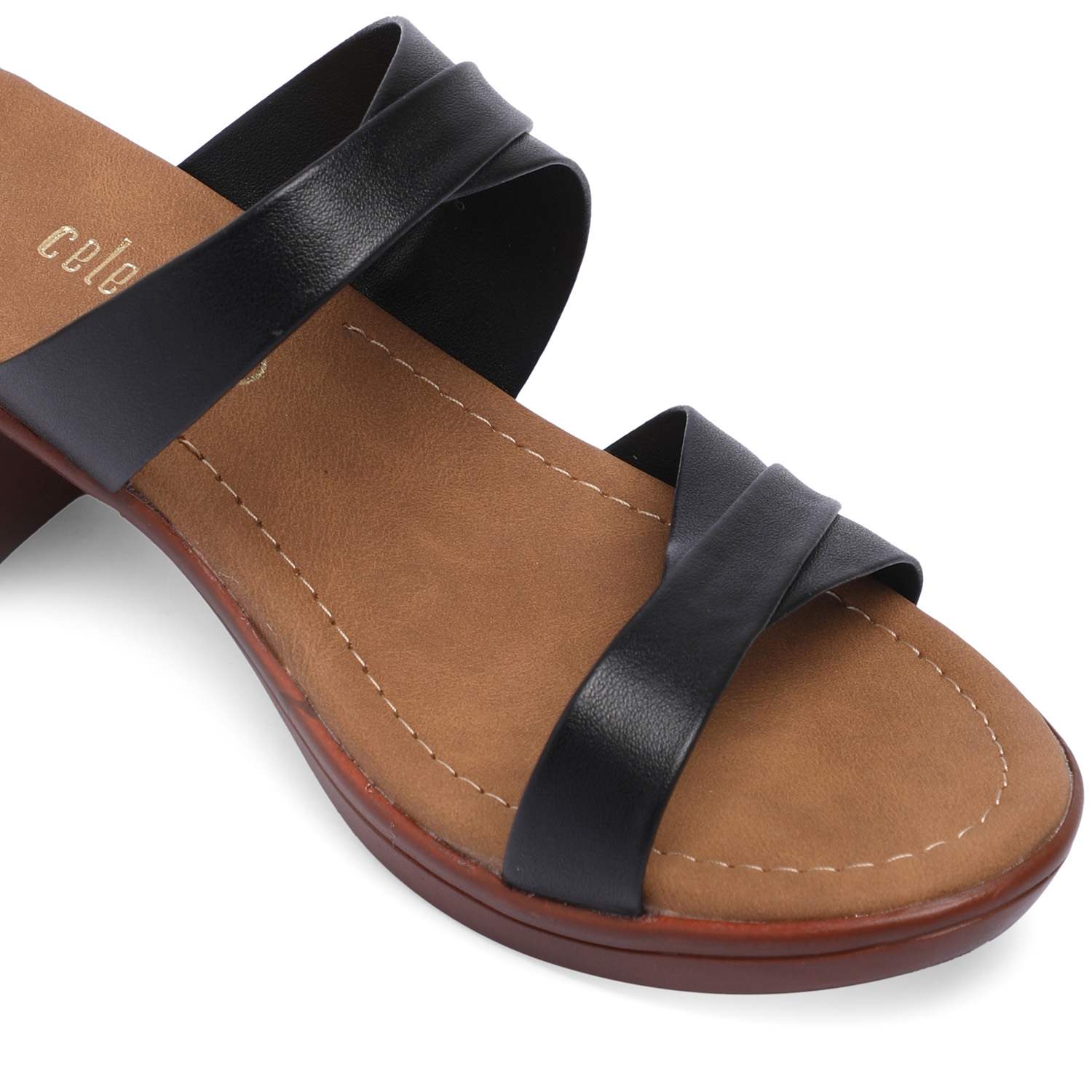 Trendy Women Black Block Heel Sandals