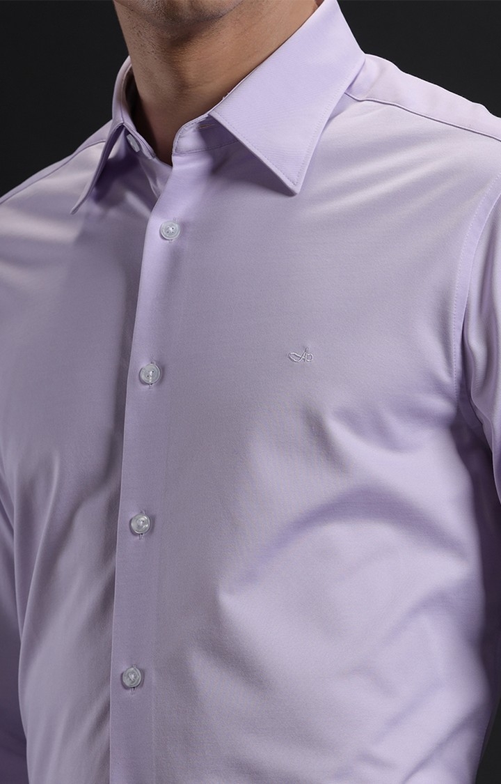 Men's Purple Cotton Solid Formal Shirt