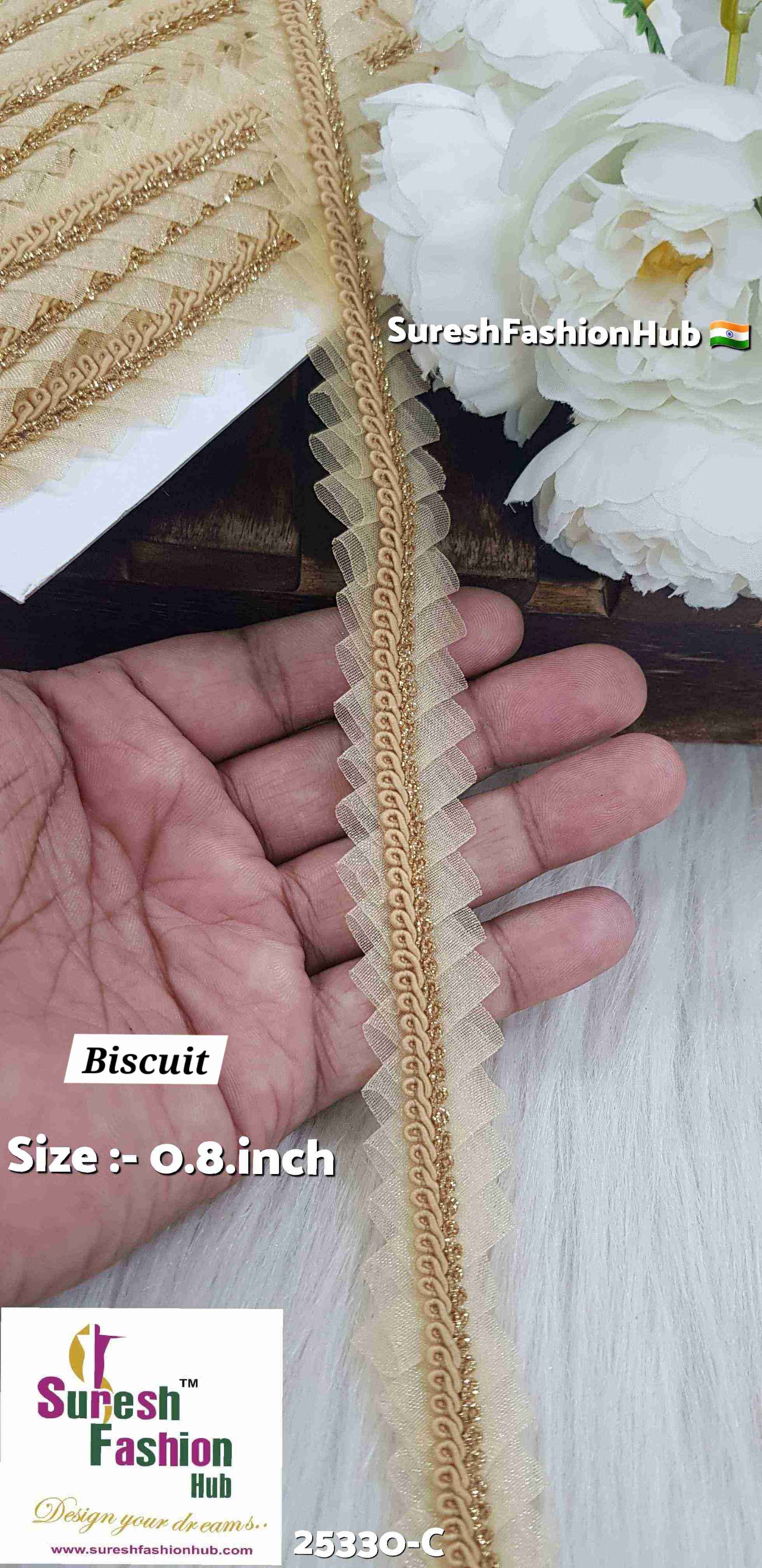 Biscuit Jhalar Organza Lace