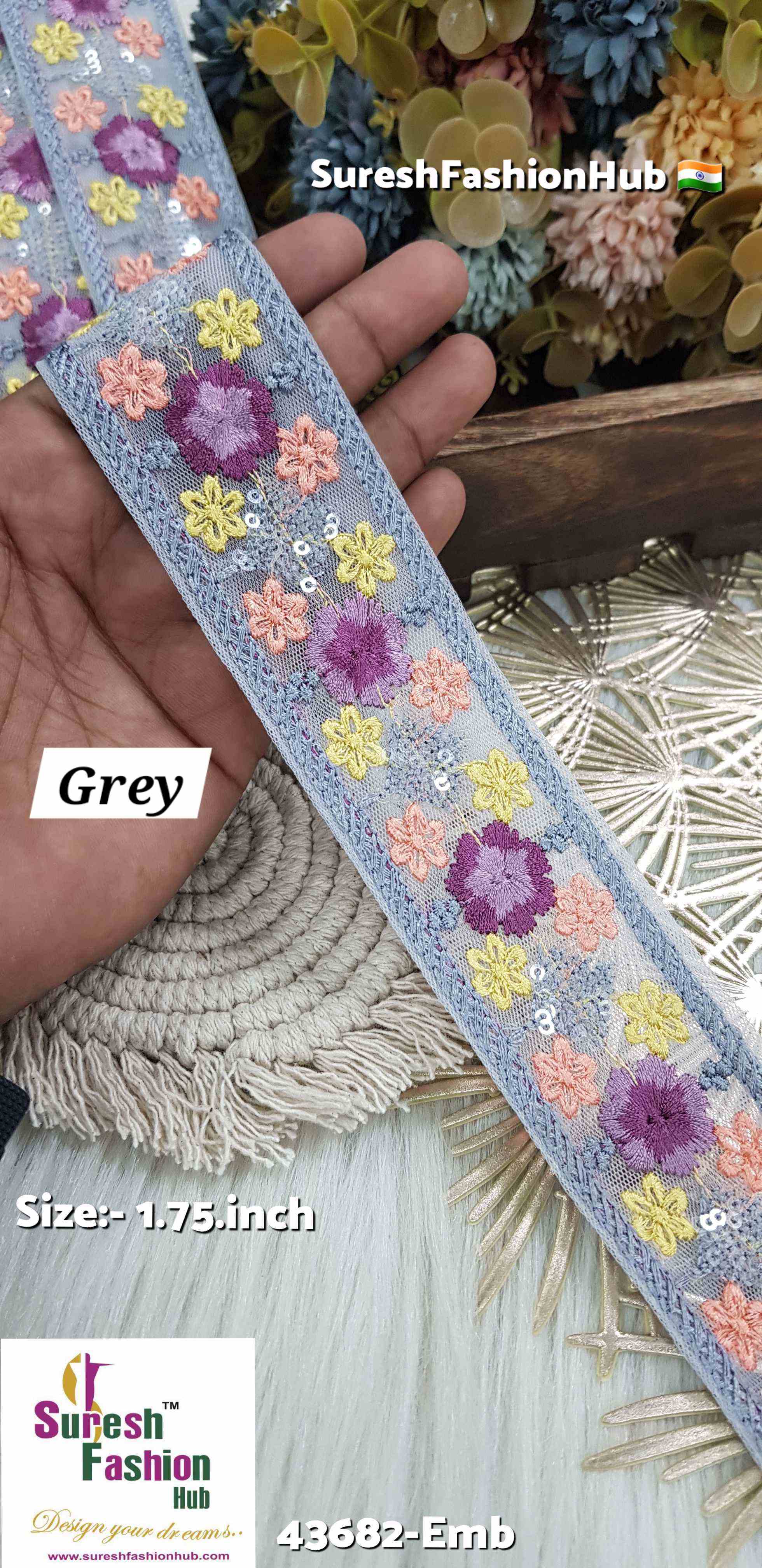 Grey Color Bloom Borders