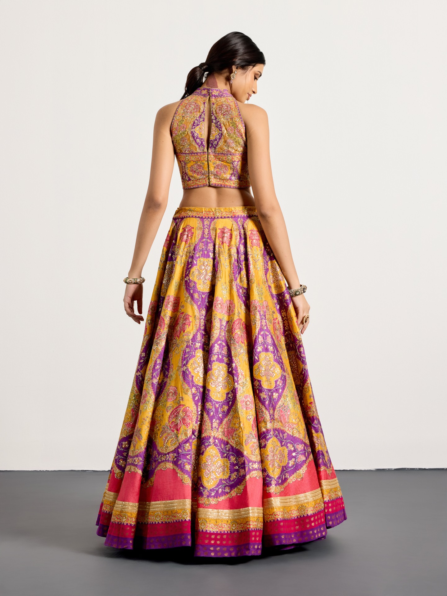 Yellow Purple Morina Lehenga