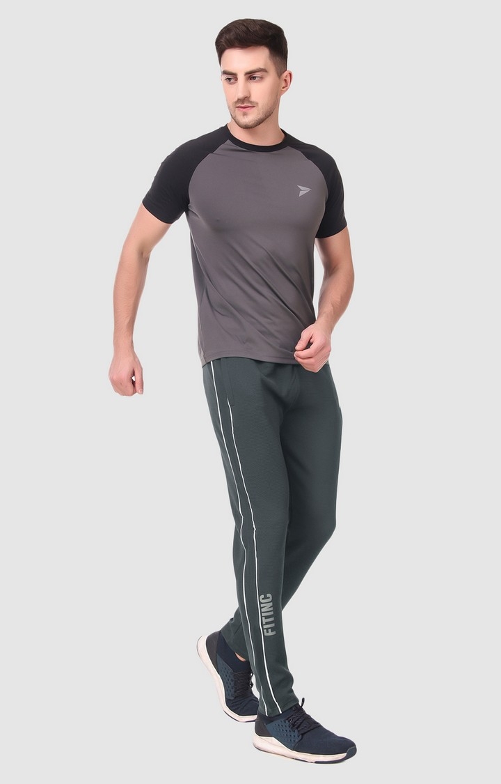Fitinc | Men's Grey Polyester Solid Trackpant 1