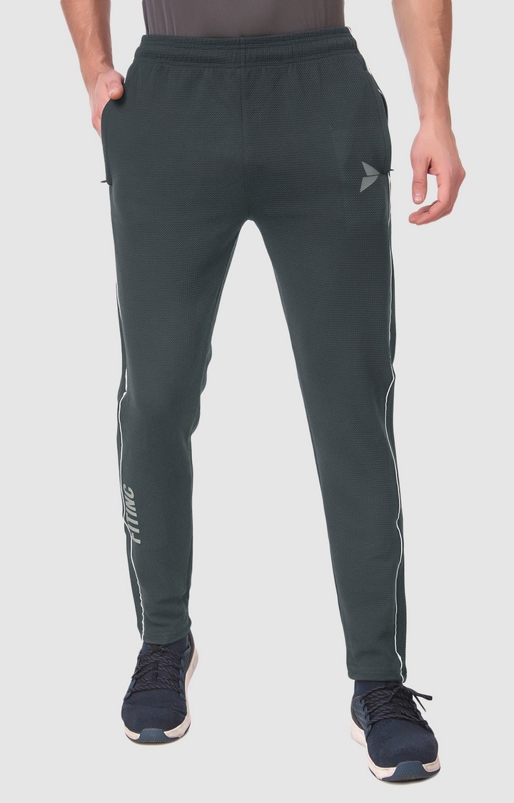 Fitinc | Men's Grey Polyester Solid Trackpant 0