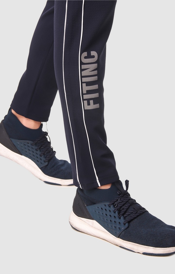 Fitinc | Men's Navy Blue Polyester Solid Trackpant 3