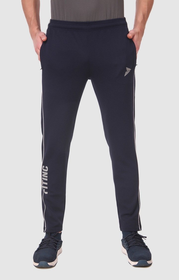 Fitinc | Men's Navy Blue Polyester Solid Trackpant 0