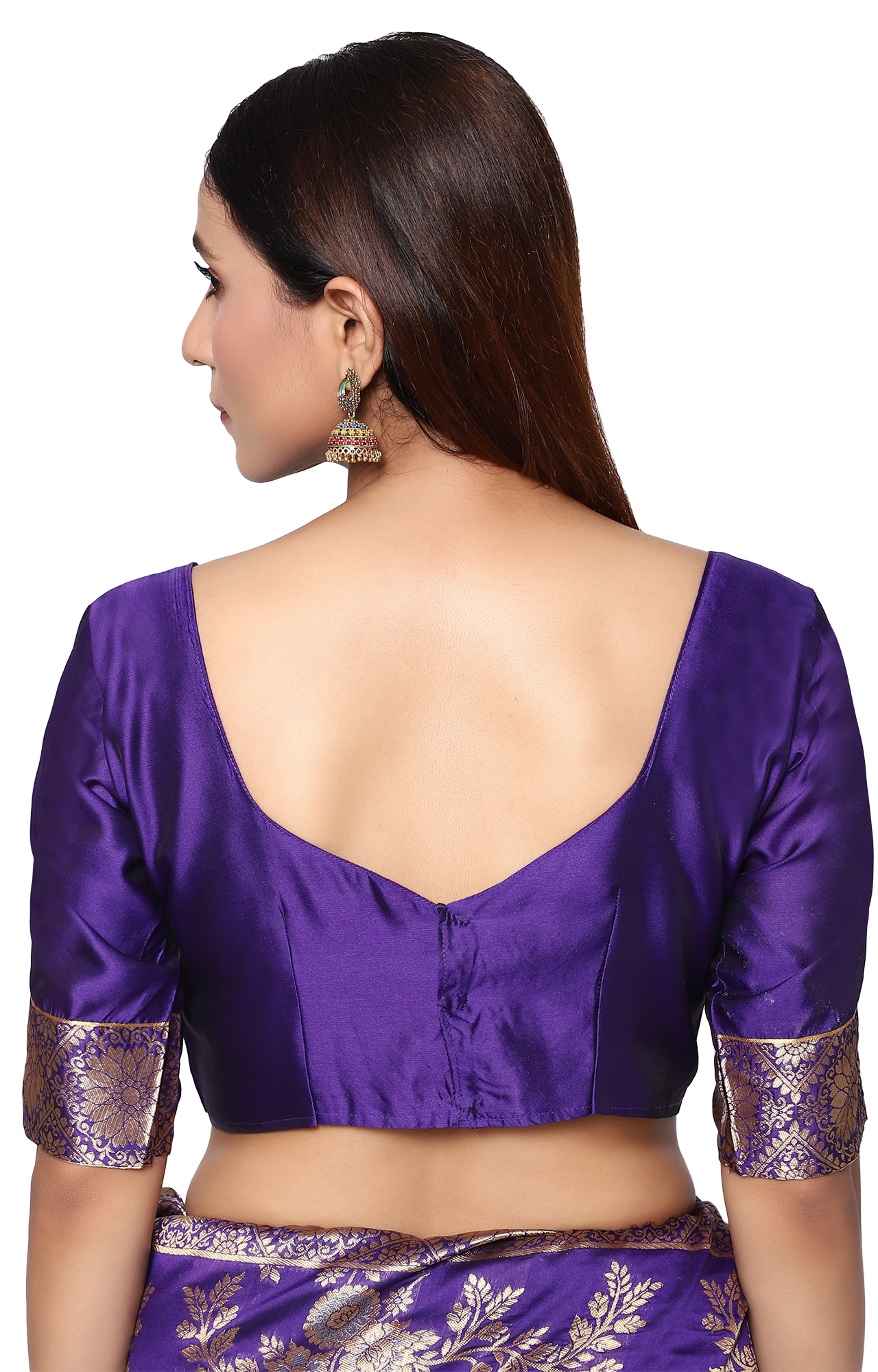 Glemora | Glemora Blue Fancy Ethnic Wear Silk Blend Banarasi Traditional Saree 4