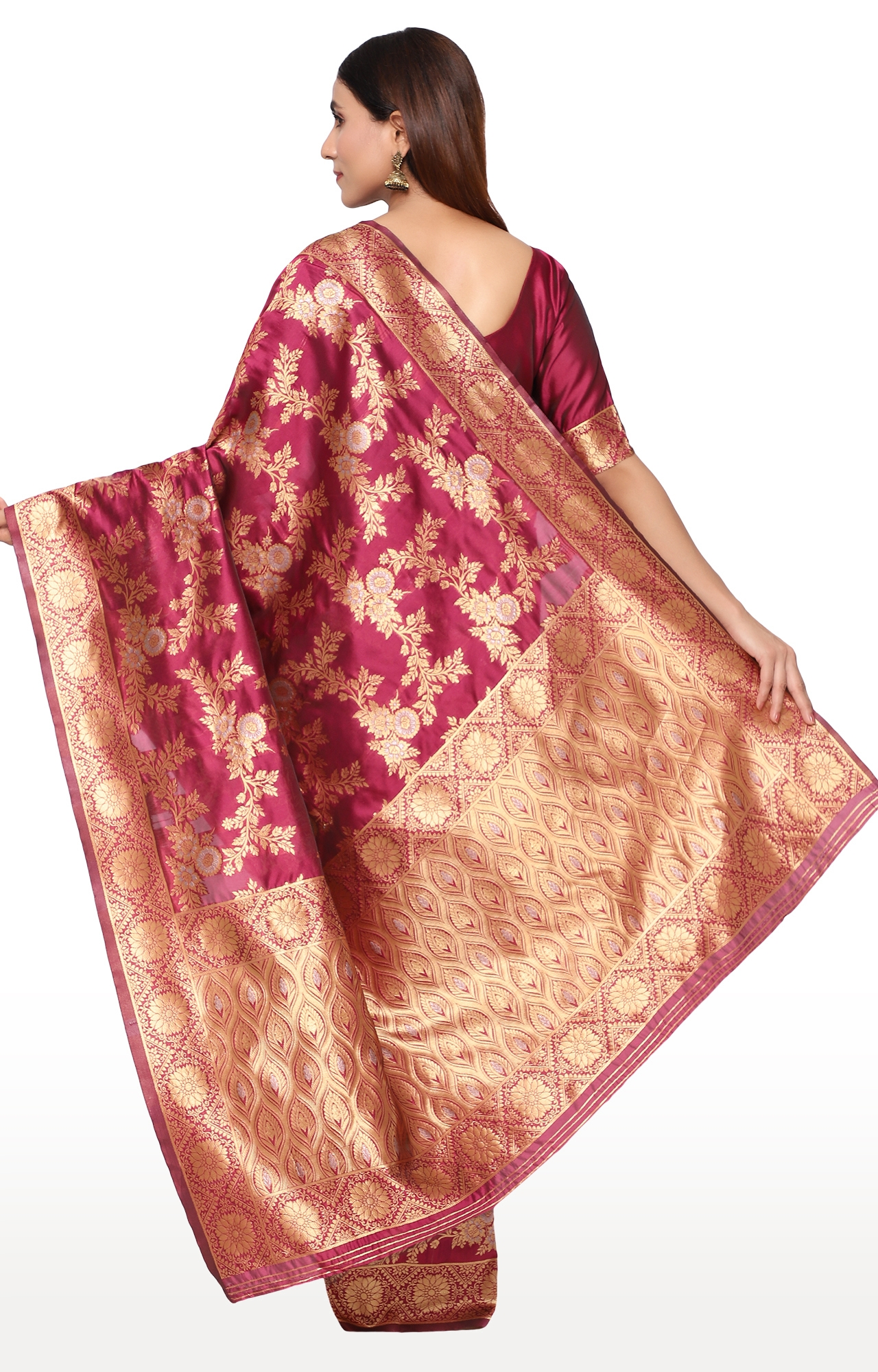 Glemora | Glemora Puple Fancy Ethnic Wear Silk Blend Banarasi Traditional Saree 2