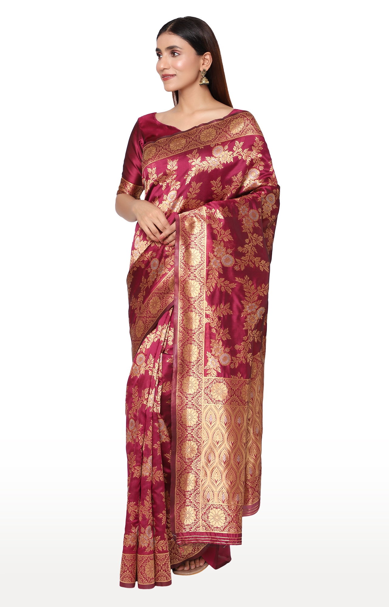 Glemora | Glemora Puple Fancy Ethnic Wear Silk Blend Banarasi Traditional Saree 1
