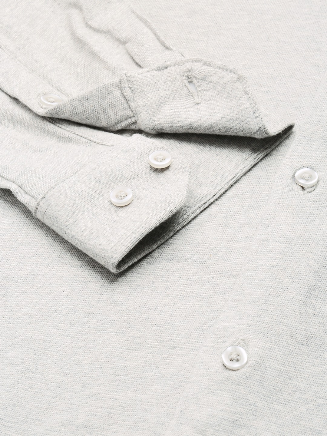 SHOWOFF Men's Spread Collar Solid Grey Melange Slim Fit Shirt