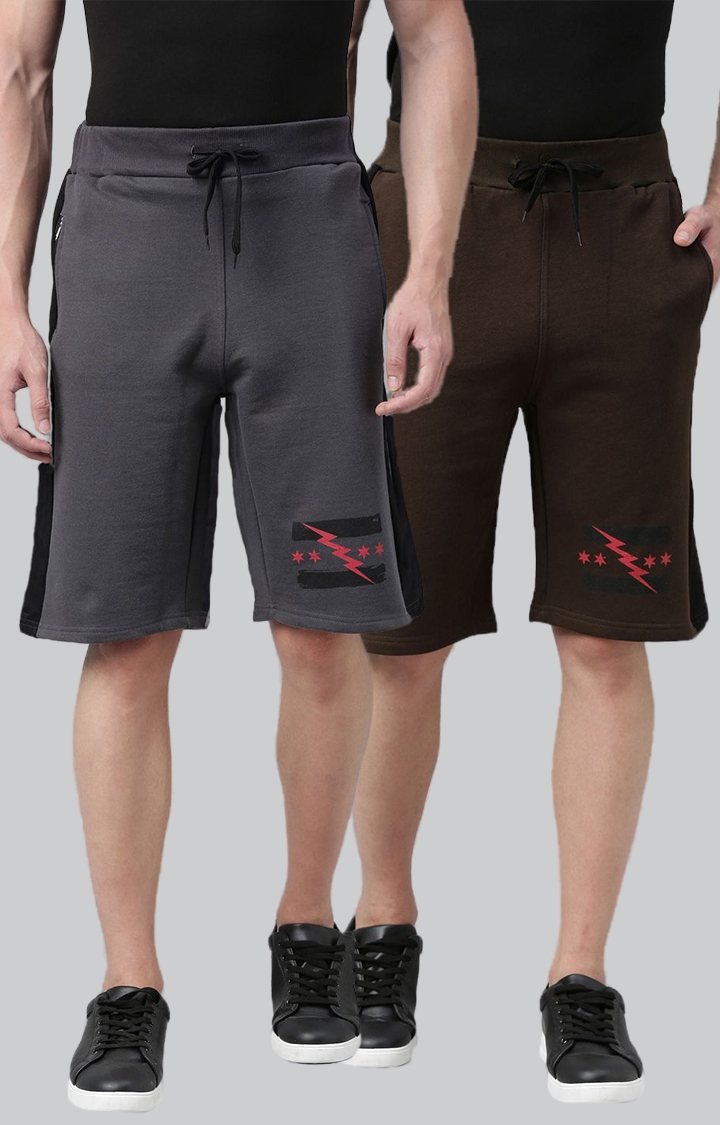 Kryptic | Kryptic Mens 100% Cotton Graphic Printed Shorts (Pack of 2) 0