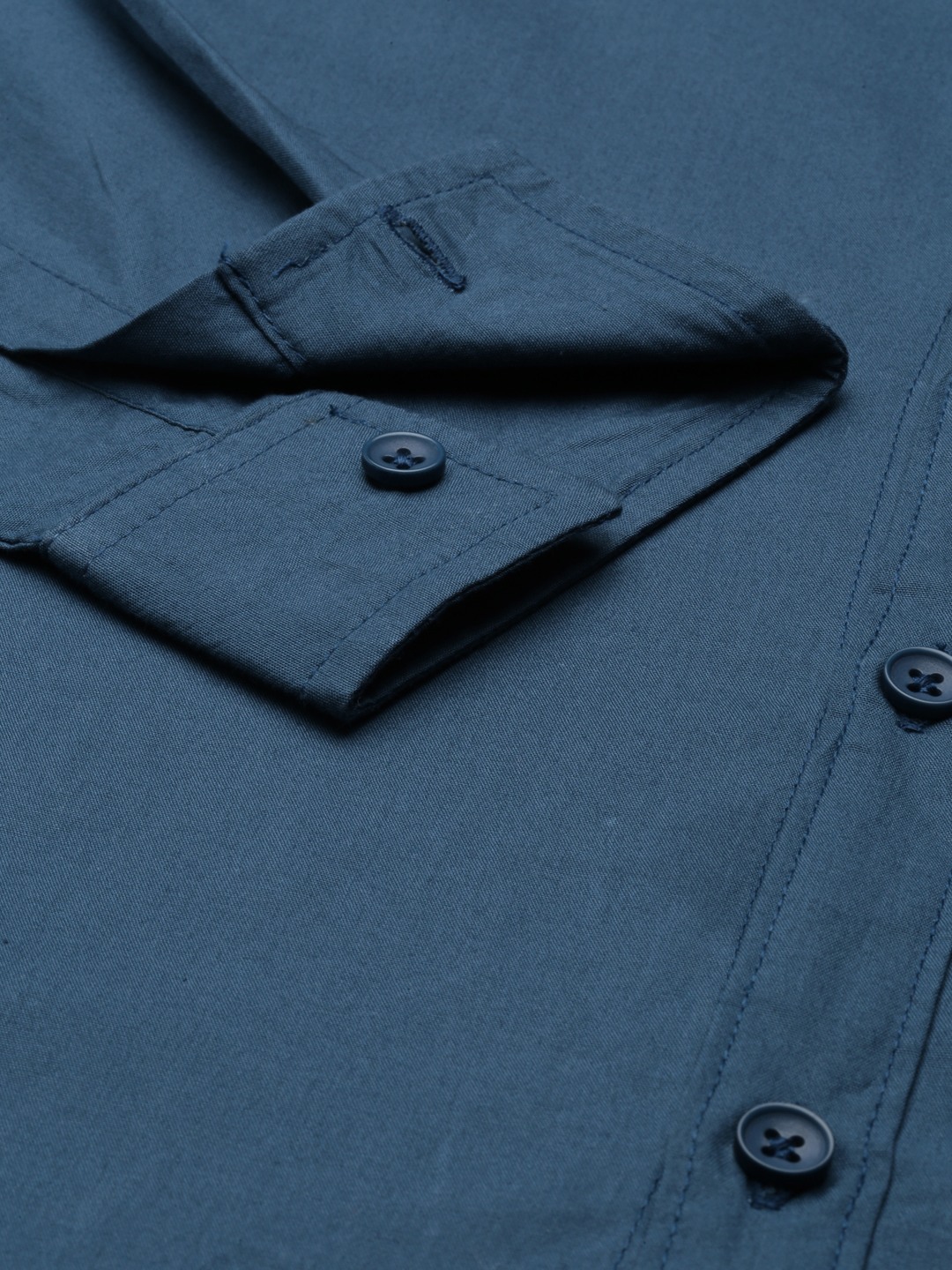 Men's Blue Cotton Solid Formal Shirts