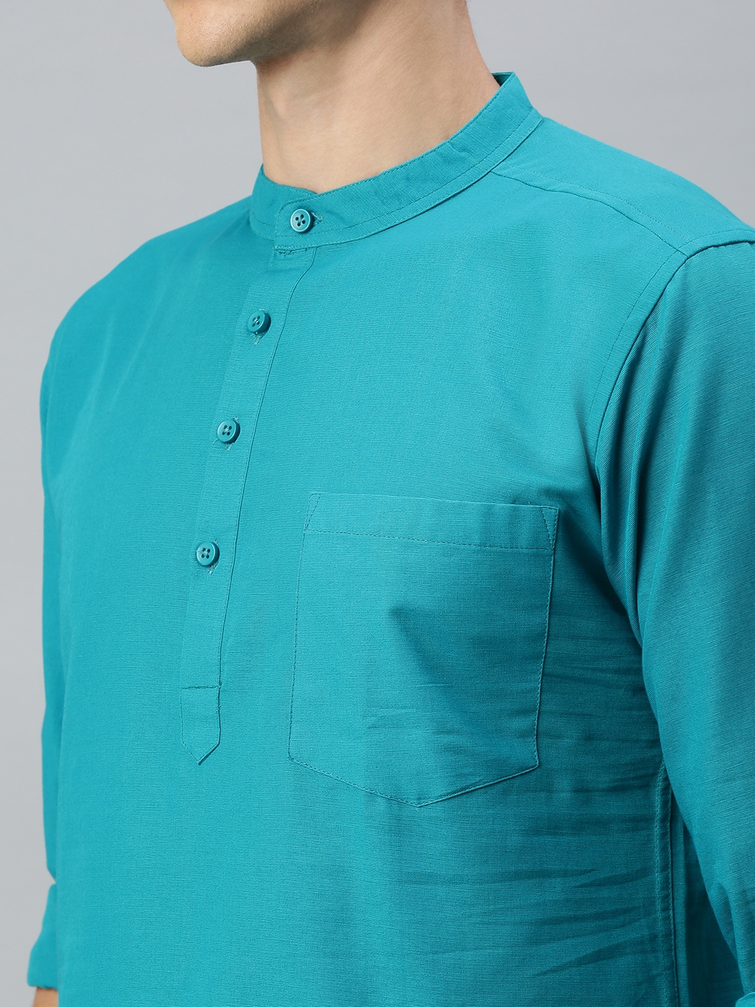 Kryptic | Kryptic Mens 100% Cotton solid short kurta with full sleeves 4