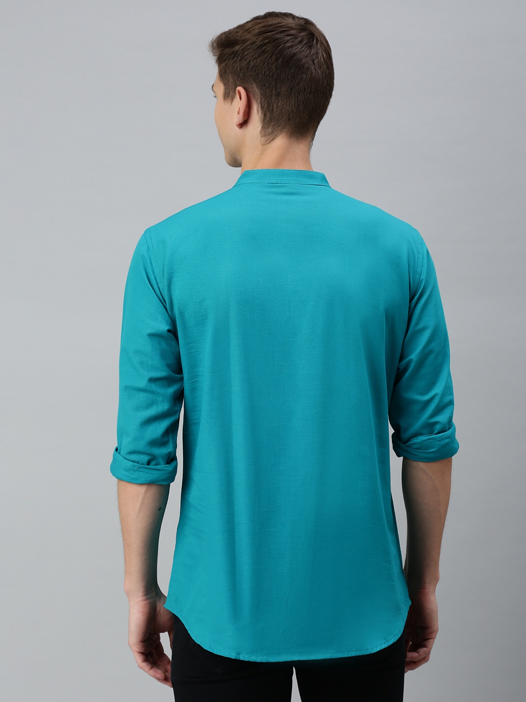 Kryptic | Kryptic Mens 100% Cotton solid short kurta with full sleeves 2