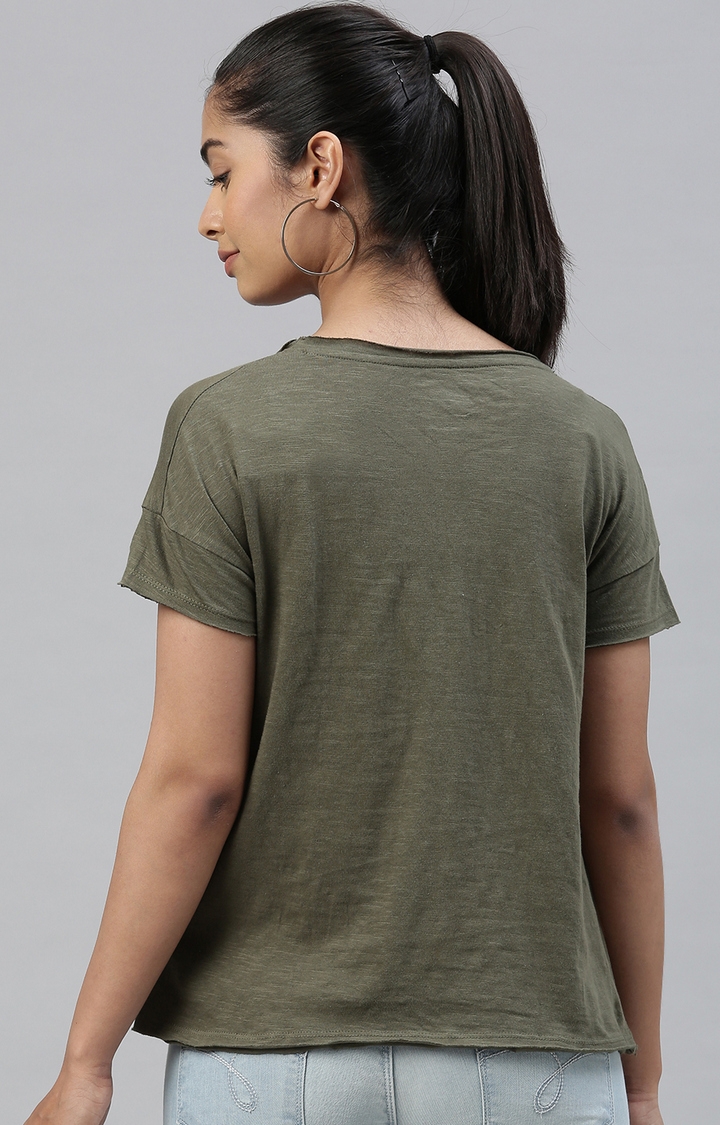 Kryptic | Olive & Red Solid T-Shirts 4