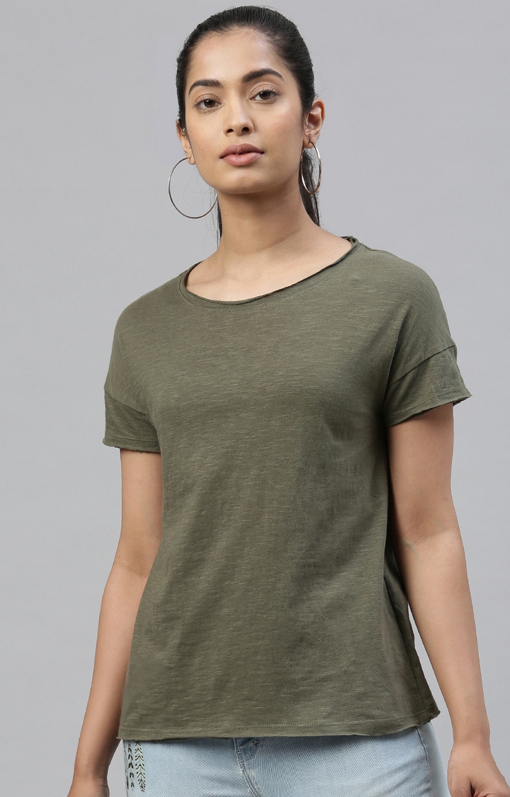 Kryptic | Olive & Red Solid T-Shirts 2