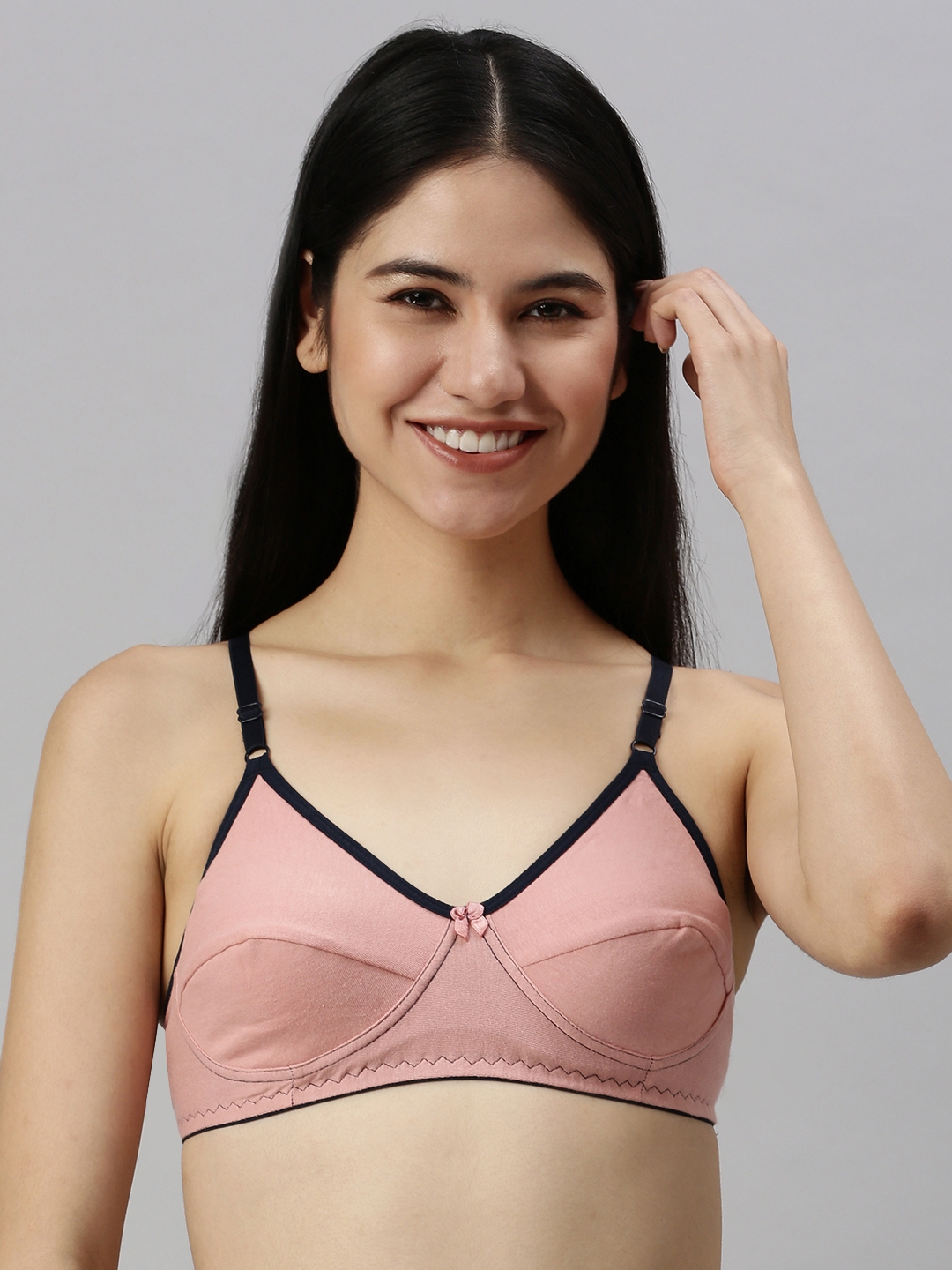 Kryptic | Kryptic womens Pack of 2 Baby pink & Dusty pink 100% cotton solid   Non- padded bra  5