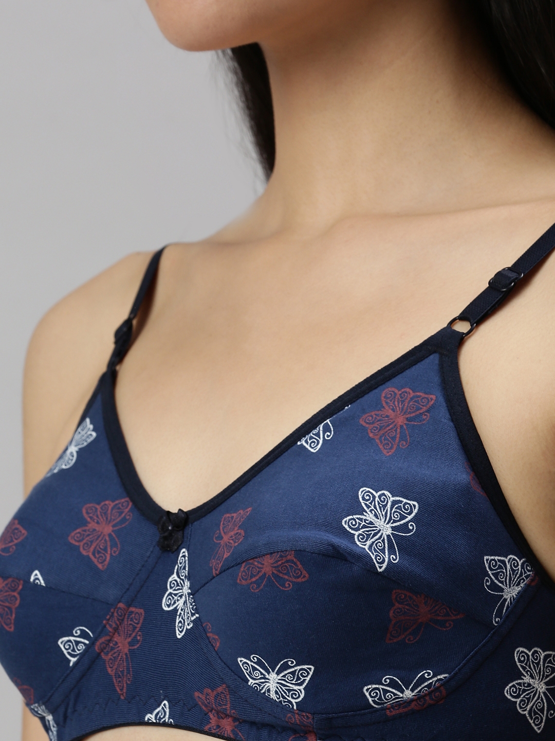 Kryptic | Kryptic womens Pack of 2 Aqua & Orange 100% cotton Printed   Non- padded bra  8