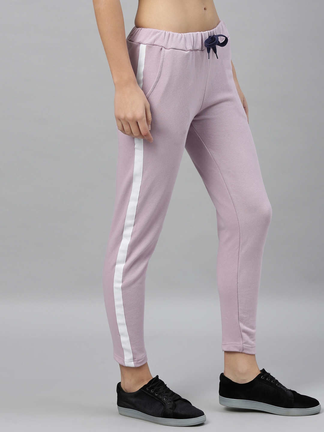 Kryptic | Kryptic Womens 100% Cotton Solid Trackpant with Side Tape Detailing 1