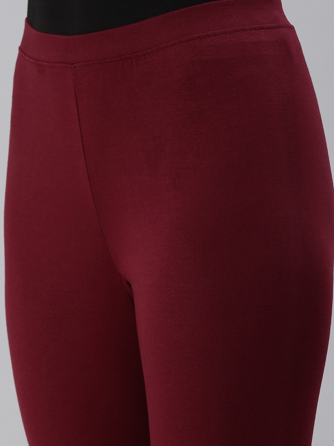 maroon solid ankle length legging