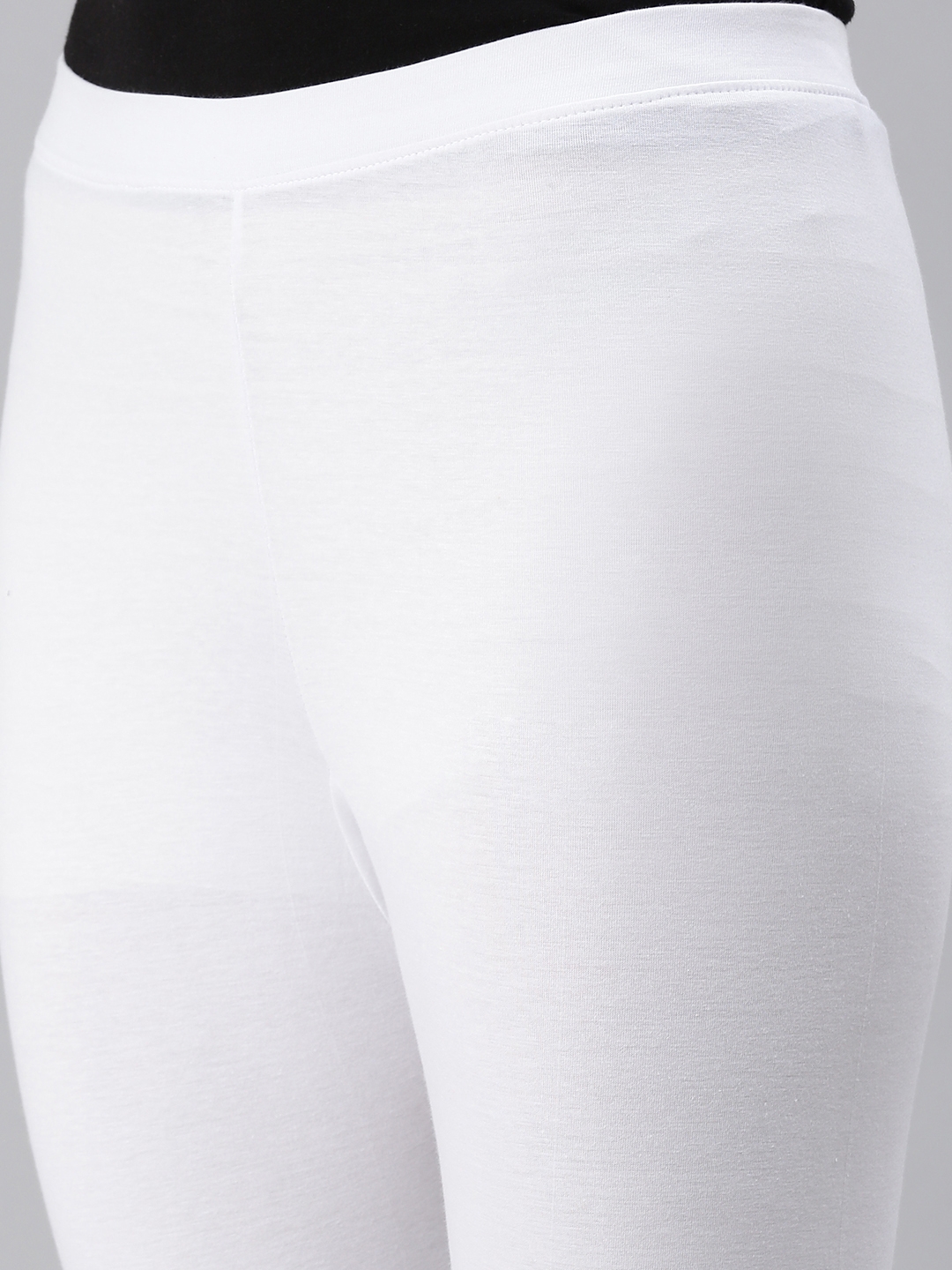 Kryptic | Kryptic Women Cotton Stretched Solid  White Mid-Ankle length Legging 4