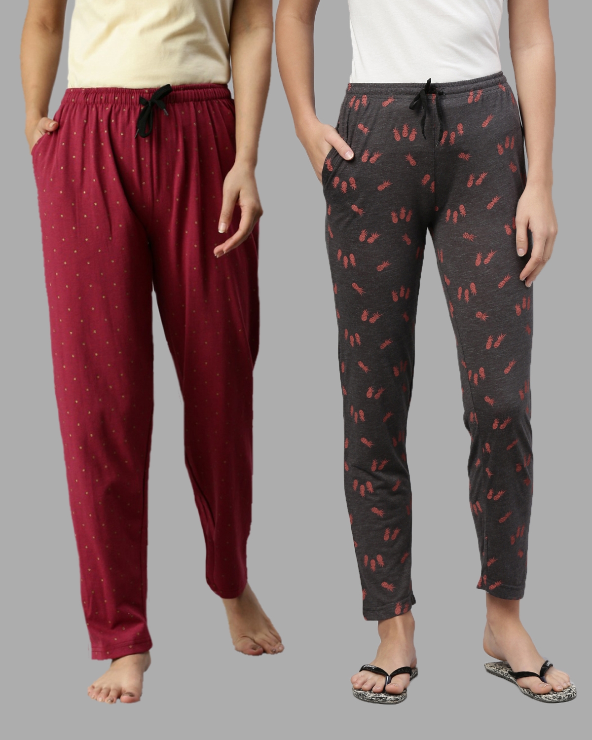 Kryptic | Kryptic Womens 100% Cotton Full Length Lounge Pants - Pack of 2 0