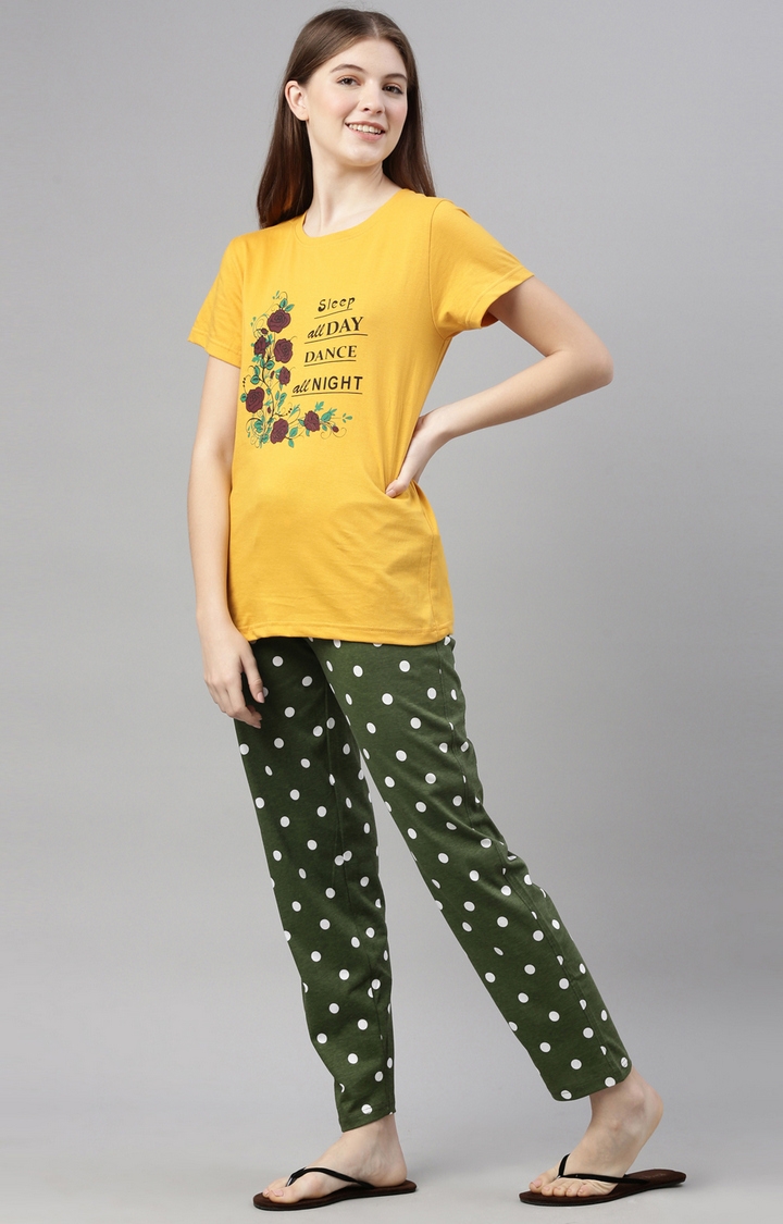 Kryptic | Mustard & Green Cotton T-Shirt and Pyjama Set 2