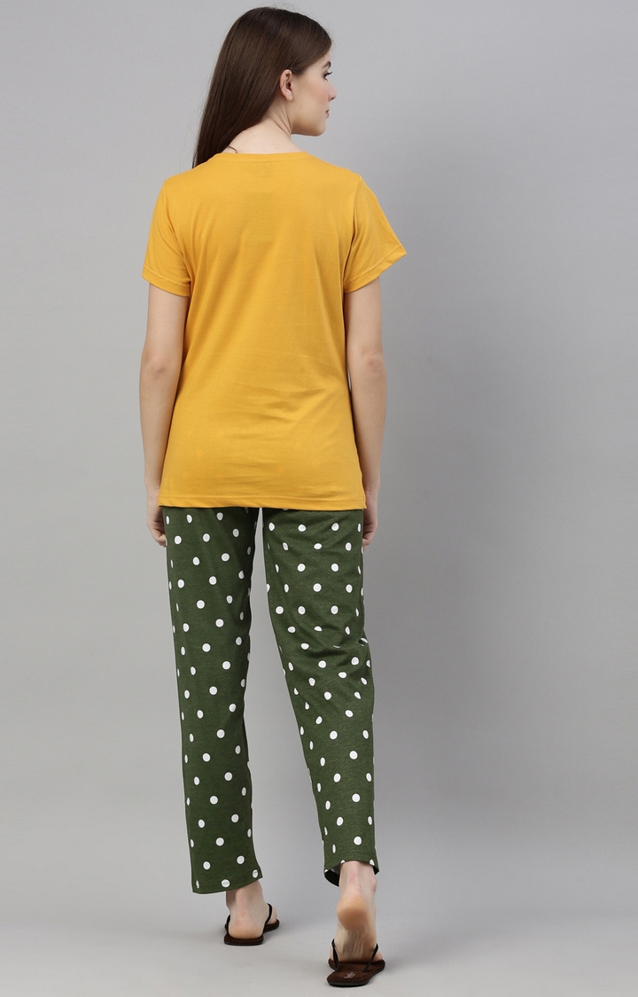 Kryptic | Mustard & Green Cotton T-Shirt and Pyjama Set 4