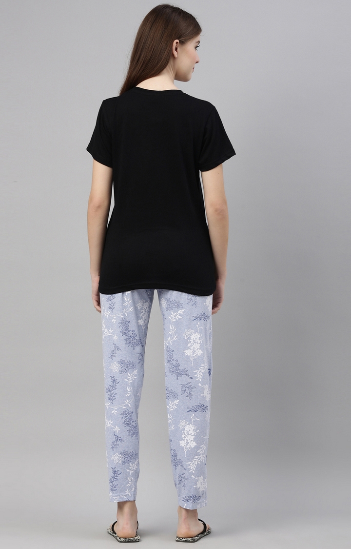 Kryptic | Black & Blue Cotton T-Shirt and Pyjama Set 4