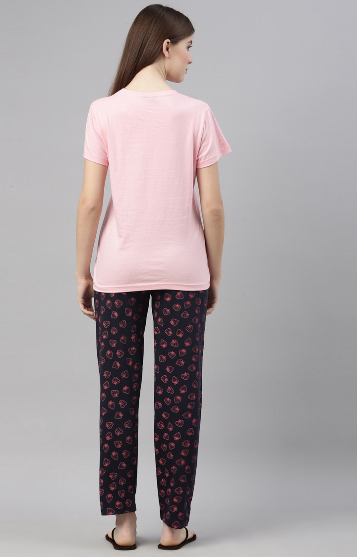 Kryptic | Pink & Navy Cotton T-Shirt and Pyjama Set 4