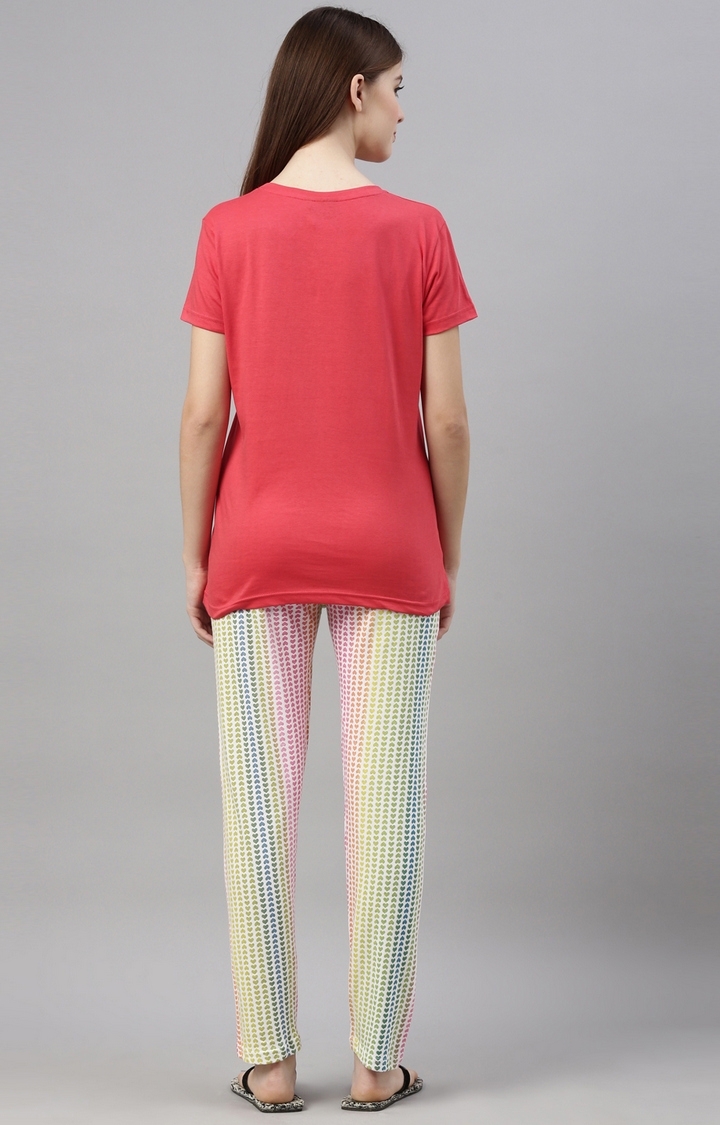 Kryptic | Pink & White Cotton T-Shirt and Pyjama Set 4