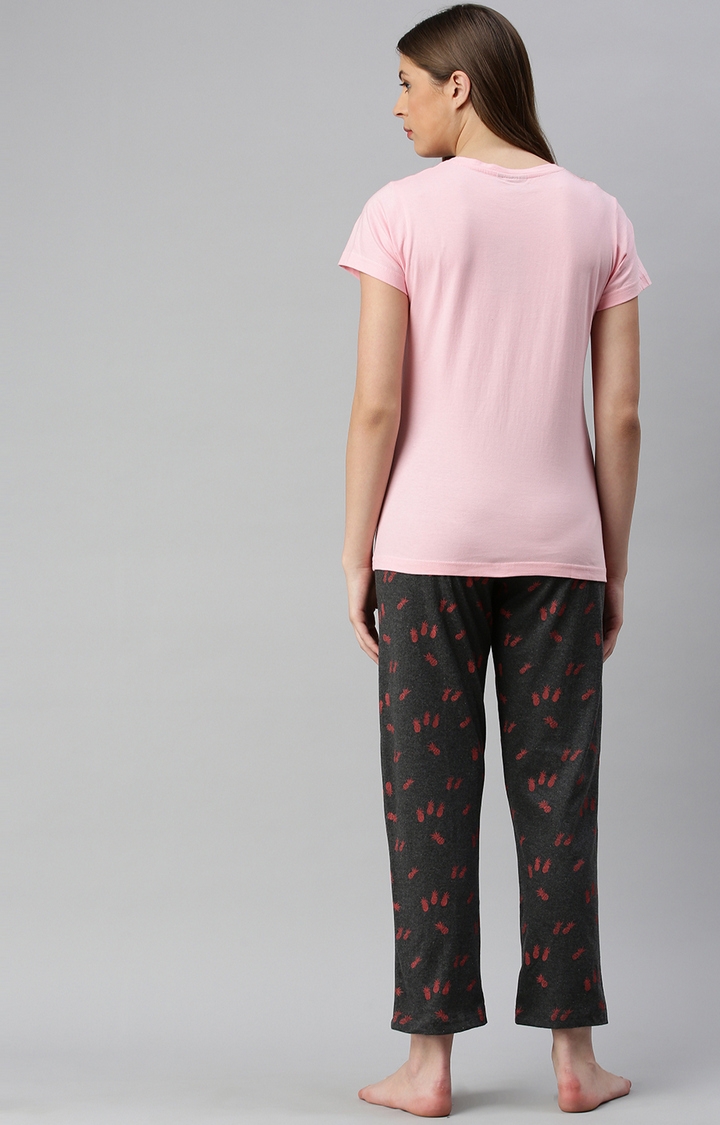 Kryptic | Pink & Anthra Cotton T-Shirt and Pyjama Set 2