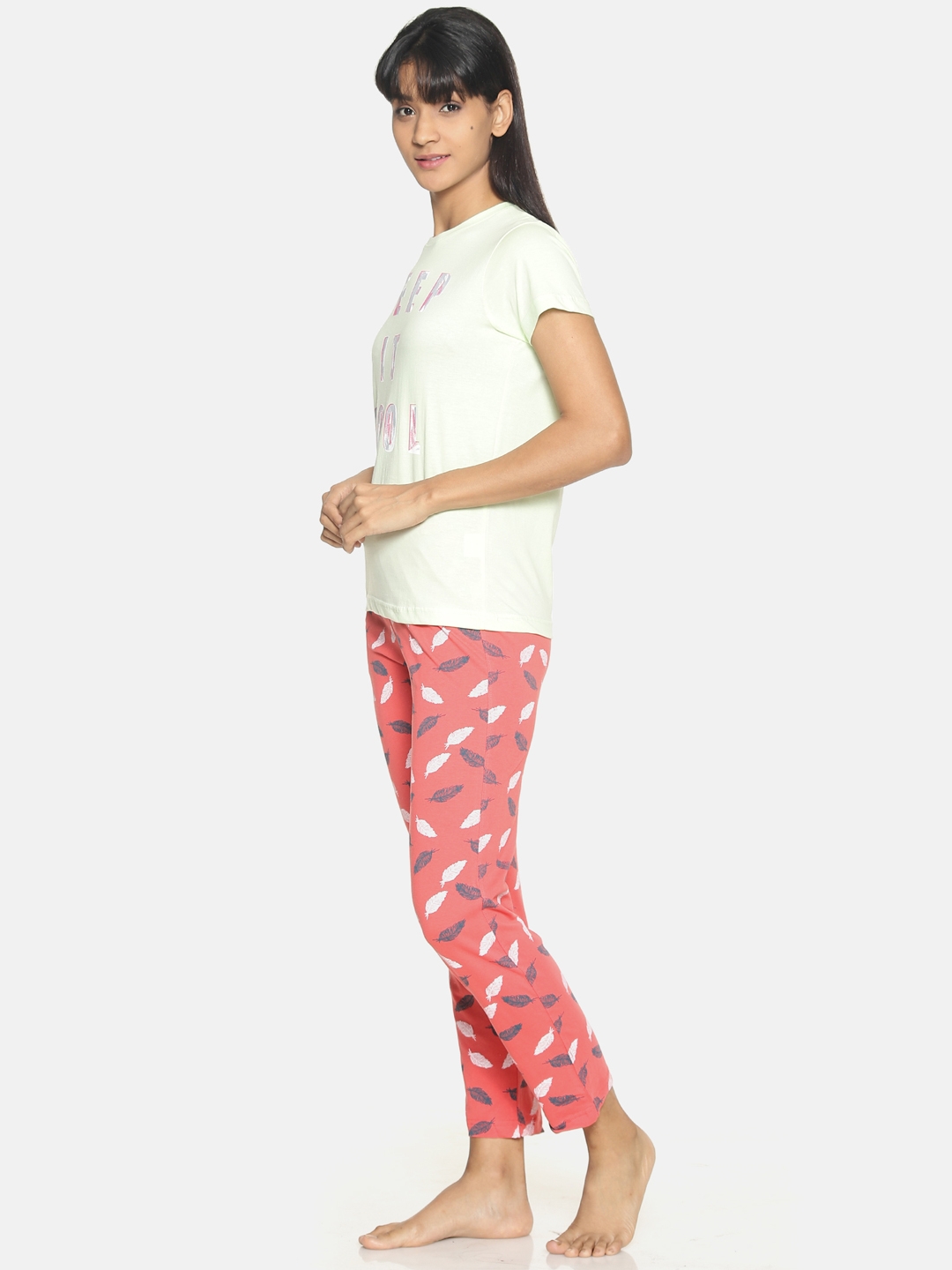 Kryptic | Kryptic Womens 100% cotton printed nightsuit with all over printed bottom and printed Tshirt 1