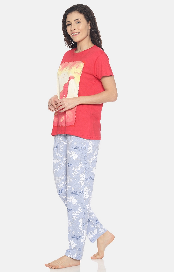 Kryptic | Pink & Aqua Cotton T-Shirt and Pyjama Set 0