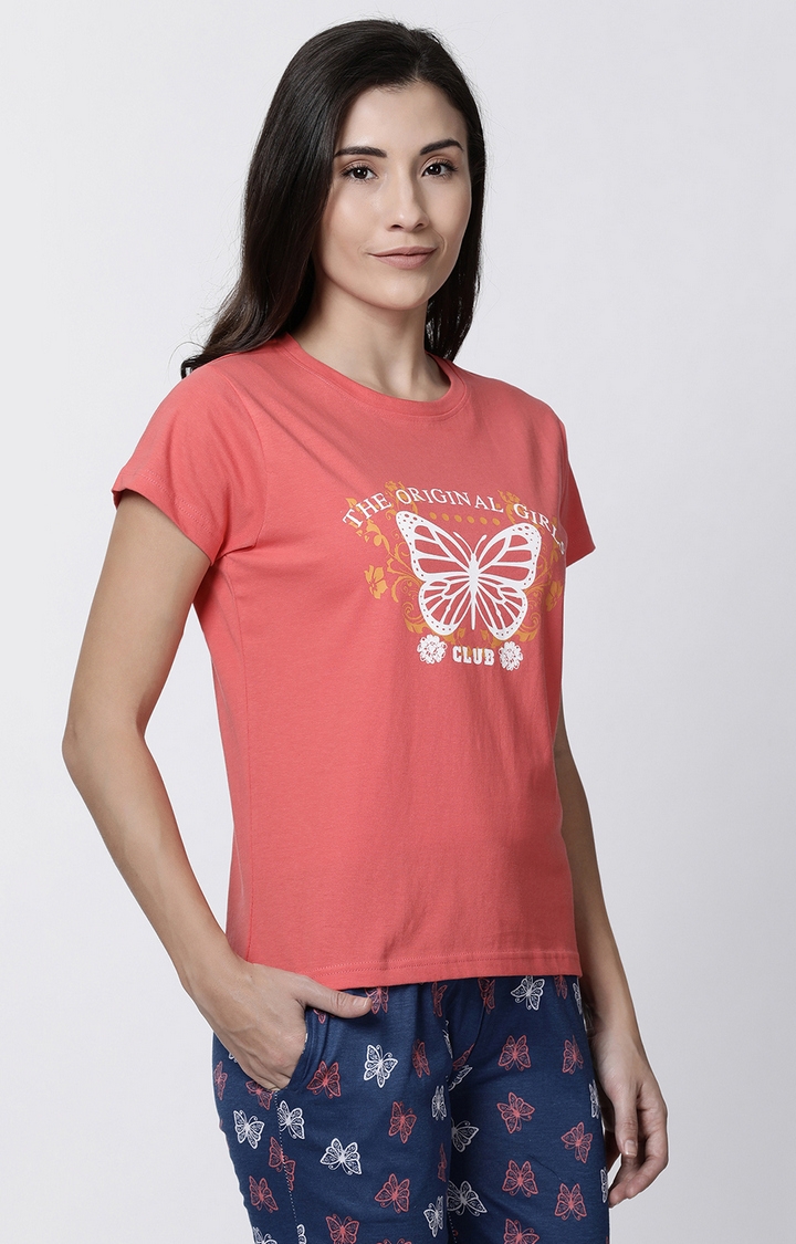 Kryptic | Women's Orange Cotton Printed T-Shirts 2