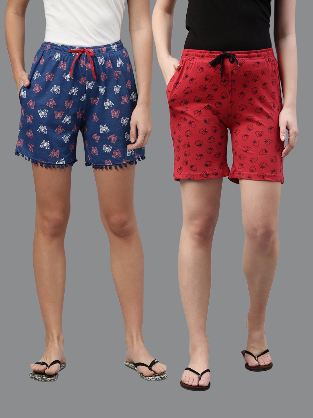 Kryptic | Kryptic Women's 100% Cotton Printed Shorts - Pack of 2 0