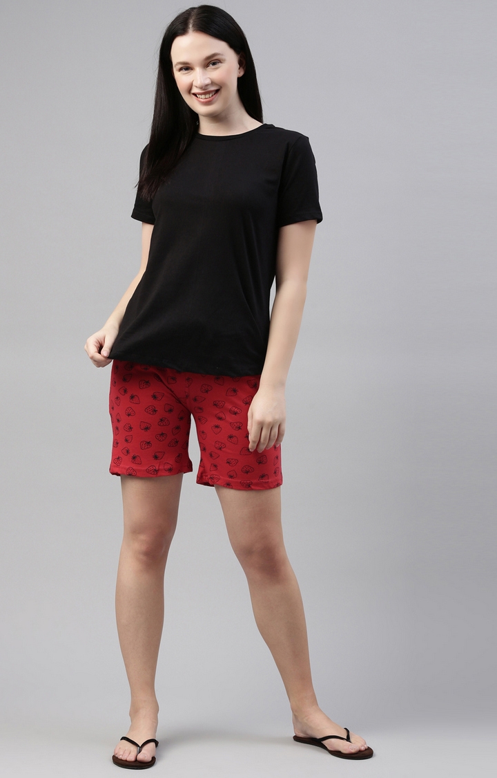 Kryptic | Red Cotton Sleepwear Shorts 1