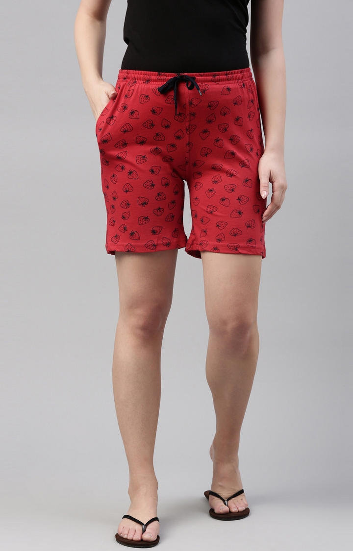 Kryptic | Red Cotton Sleepwear Shorts 0
