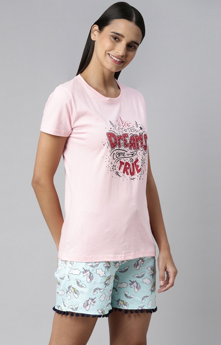 Kryptic | Pink & Mint Cotton T-Shirt and Shorts Set 3
